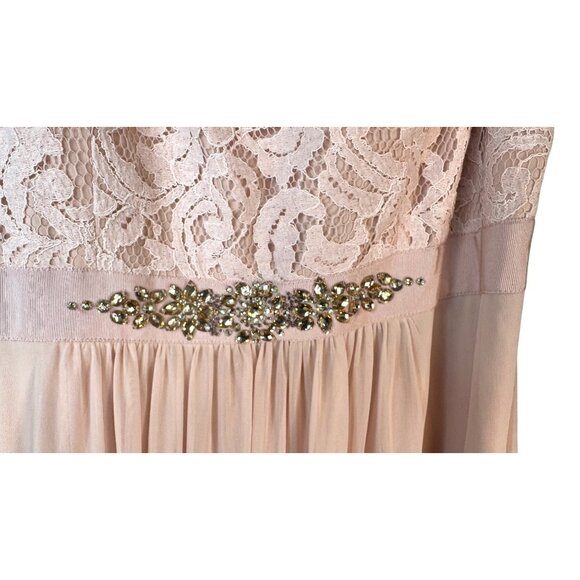 2/$35 NWT Adrianna Papell Size 14 One-Shoulder Lace Maxi Dress Pink Formal - Picture 6 of 15